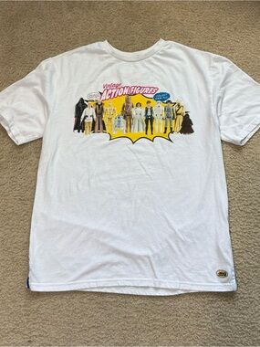 Star Wars White Graphic Vintage Action Figures Short Sleeve Tee